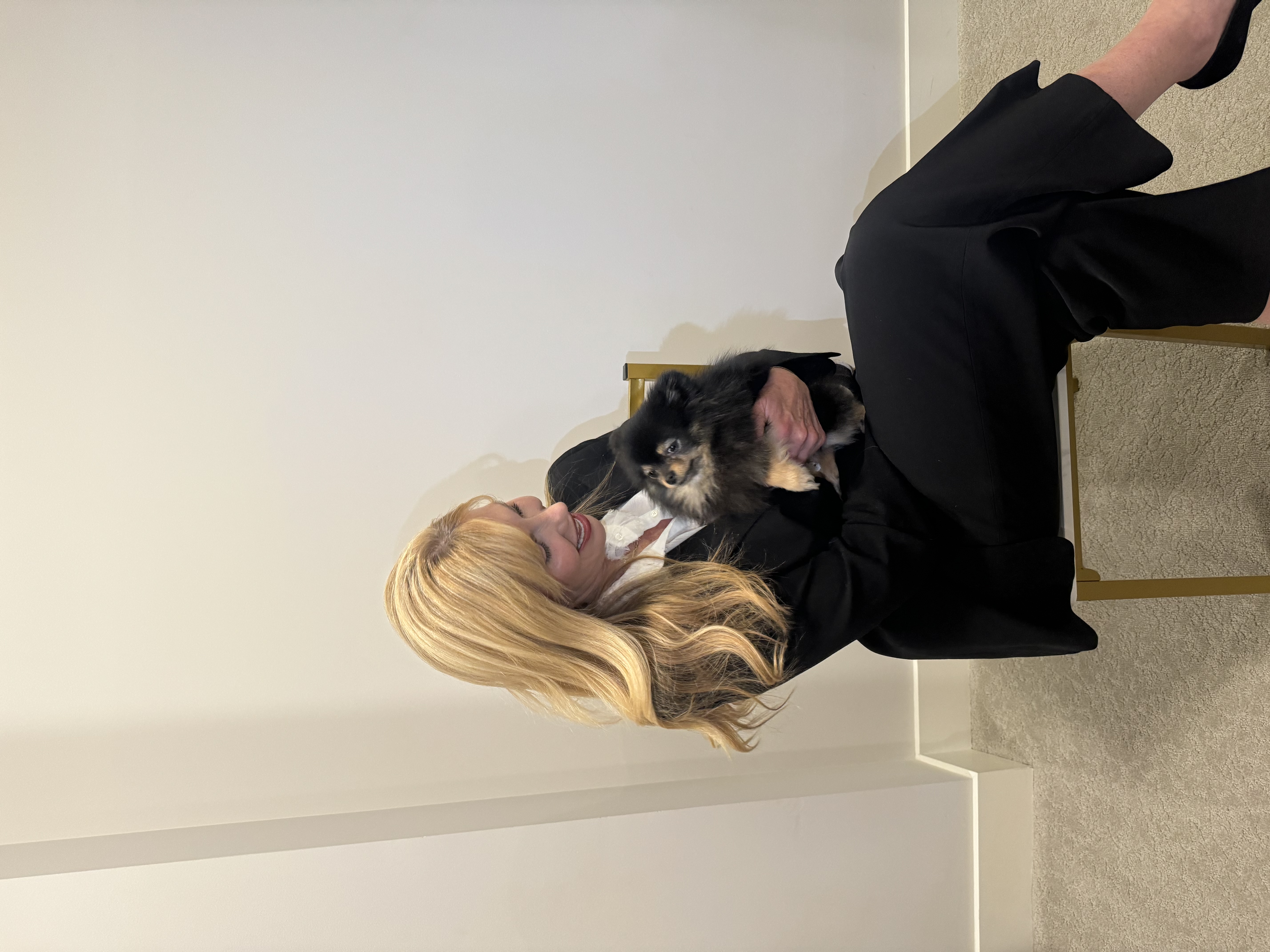 Cindy with her Pomeranian